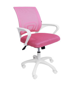 Кресло поворотное RICCI NEW, WHITE (розовый)