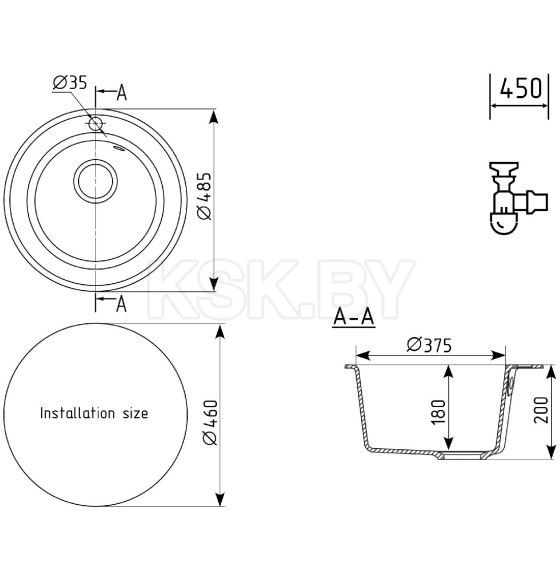 Мойка кухонная Ulgran Quartz Nora 485-05