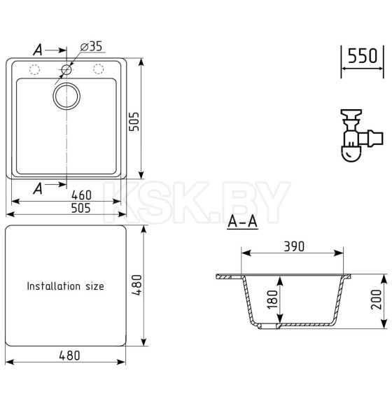 Мойка кухонная Ulgran Quartz Forte 505-07