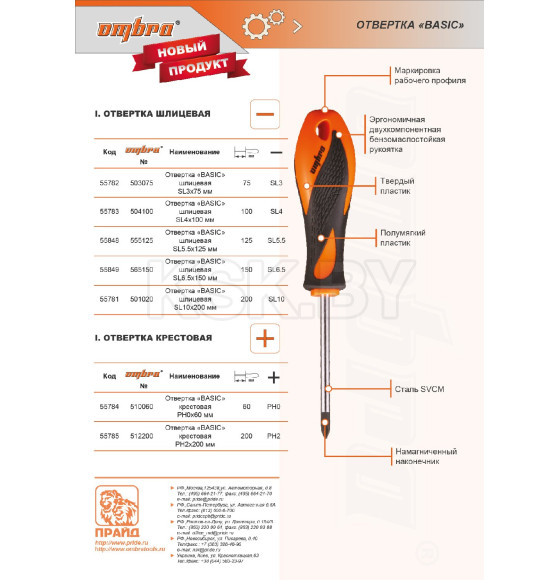 Отвертка крестовая BASIC РН2х100 мм Ombra 512100 (512100) 