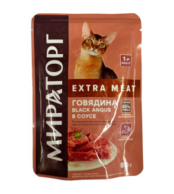 Корм влажный МИРАТОРГ для кошек всех пород, "Говядина Black Angus в соусе" 80г