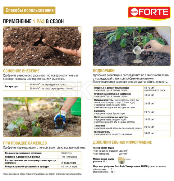 Удобрение гранулированное Bona Forte TURBO Универсальное, 1 л