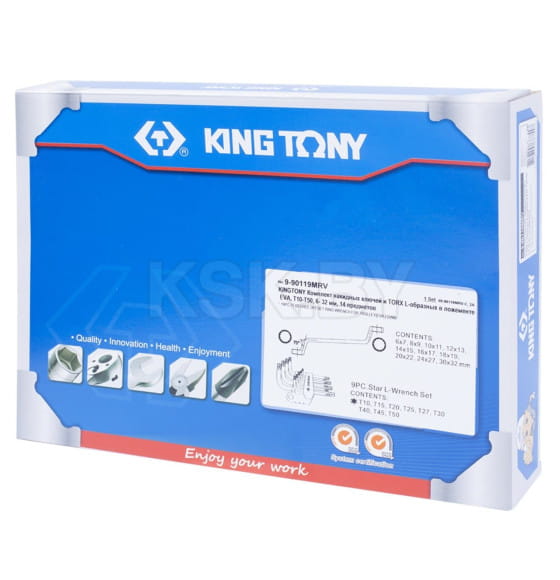Набор ключей накидных и TORX L-образных 6-32 мм/T10-T50 (19 предметов) KING TONY 9-90119MRV (9-90119MRV) 