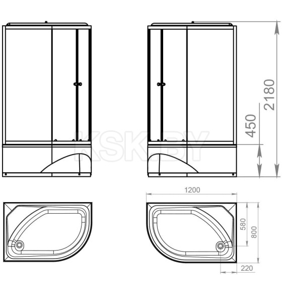 Кабина душевая DOMANI-Spa Delight 128  high L DS01D128LHWM00 (DS01D128LHWM00) 