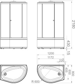 Кабина душевая DOMANI-Spa Simple 128  high R DS01Sm128RHWCl00-V1.2