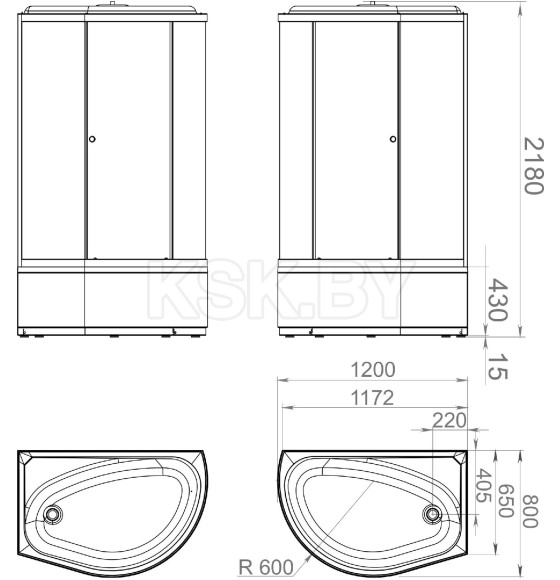 Кабина душевая DOMANI-Spa Simple 128  high R DS01Sm128RHWCl00-V1.2 (DS01Sm128RHWCl00-V1.2) 