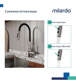 Смеситель для кухни с гибким изливом Meal, Milardo M01SB2FM05