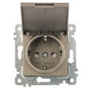 Розетка 1-я с з/к, с крышкой, защ. шторки, антрацит Rita Mutlusan (2200-611-0286) 