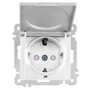 Розетка 1-я с з/к, с крышкой, защ. шторки, белый Mutlusan (2100-611-0201) 