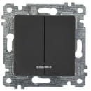 Выключатель 2-кл с подсветкой, пруж. зажимы, черный мат Rita, Mutlusan (2200-426-0184) 