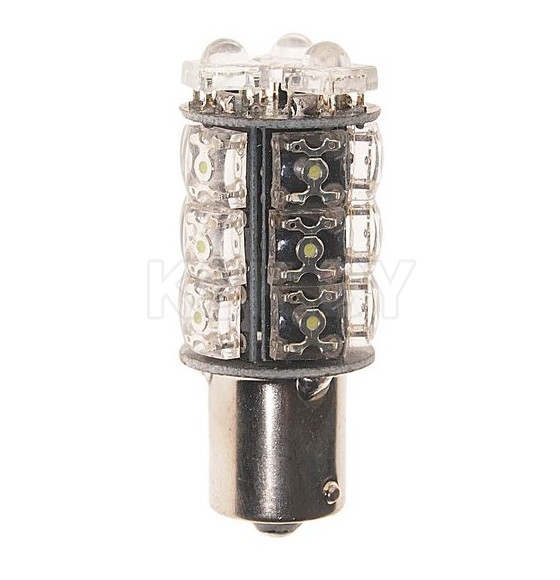 Лампа автомобильная светодиодная P21W (BA15s) 18 LED FLUX WHITE 6000K 180лм 24V MEGAPOWER (M-56271W-24) 