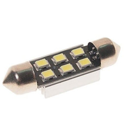 Лампа автомобильная светодиодная C5W (SV8.5) 6 SMD 2835 WHITE 6000K 36мм 90лм 24V MEGAPOWER