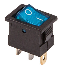 Выключатель клавишный 12V 15А (3с) ON-OFF синий с подсветкой Mini (RWB-206-1, SC-768) REXANT