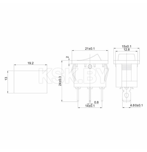 Выключатель клавишный 12V 15А (3с) ON-OFF синий с подсветкой Mini (RWB-206-1, SC-768) REXANT (36-2171) 