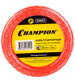 Леска для триммера 2.4 мм х 12 м Square Twist Duo сечение витой квадрат CHAMPION C5057