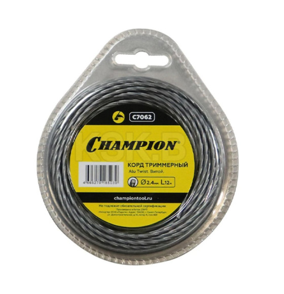 Леска для триммера 2.4 мм х 12 м Alu Twist сечение витое CHAMPION C7062 (C7062) 