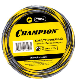 Леска для триммера 3.0 мм х 12 м Tornado сечение витой квадрат CHAMPION C7052