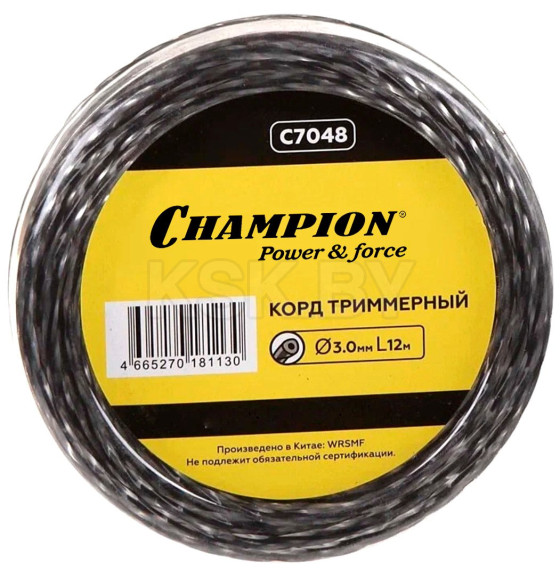 Леска для триммера 3.0 мм х 12 м Tri-twis сечение витой треугольник CHAMPION C7048 (C7048) 