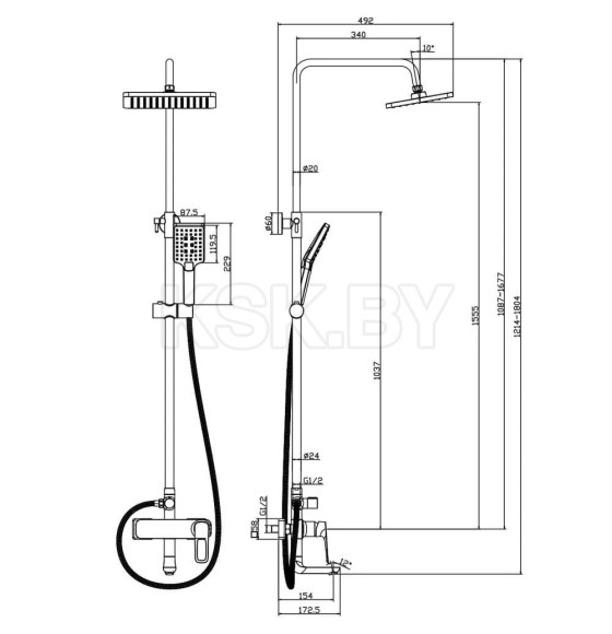 Душевая система с смесителем Rossinka Silvermix RS46-46 (RS46-46) 