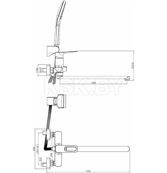 Смеситель для ванны Rossinka Silvermix RS46-32 (RS46-32) 