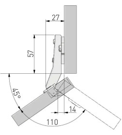 Петля GTV 45* + планка H=2 с еврошурупом