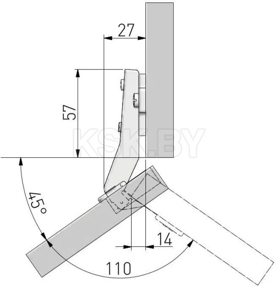 Петля GTV 45* + планка H=2 с еврошурупом