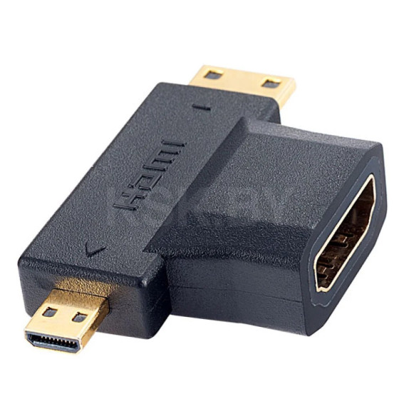 Переходник HDMI A розетка - HDMI D (micro HDMI) вилка + HDMI C (mini HDMI) вилка A7006 PERFEO (A7006) 