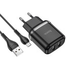 Сетевое зарядное устроиство 31036 N4 2USB черный с кабелем Micro Hoco (31036) 