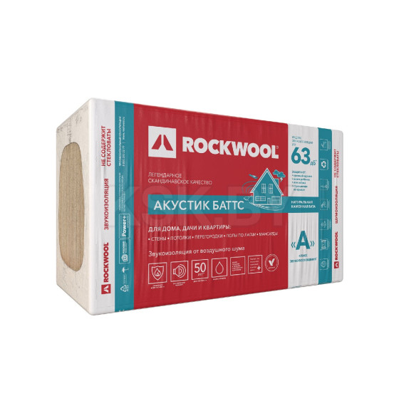 Шумоизоляция Rockwool АКУСТИК БАТТС 100х600х1000мм (3,6м2/0,36м3)