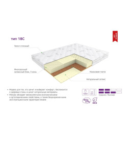 Матрас EOS Элит Тип 18с (180x200) премиум чехол Silver