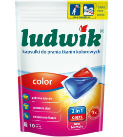 Капсулы для стирки гелевые Ludwik Колор 2в1 для стирки цветных тканей, 10шт