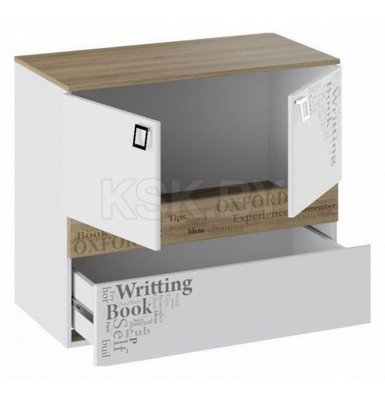 Тумба с ящиком и 2-мя дверями Оксфорд (Ривьера/Белый) ТД-139.04.01 (117698) 