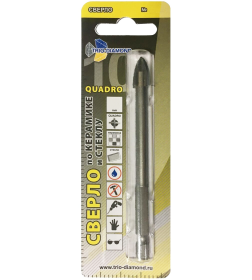 Сверло по кафелю и стеклу квадро 8мм. Diamond Industrial