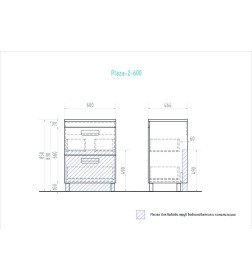 Тумба напольная VIGO Plaza 2 ящика  60 под умывальник Фостер tn.n.PLA.FOS.60.2Y