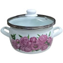 Кастрюля эмалированная "Пионы пурпурные" 4,0 л, ручка крышки пластик, (форма сфера) САНТЭКС (1-2440112(Бл)(ПП)) 