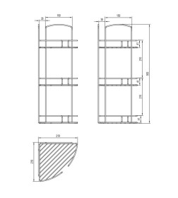 Полка для ванной комнаты трехъярусная угловая из стали Milardo 111WC30M44