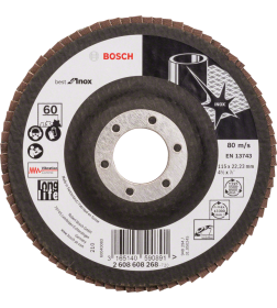 Круг лепестковый шлифовальный 115х22.23 мм K60 (плоский) BEST FOR INOX BOSCH 2608608268