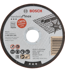 Диск отрезной по нержавеющей стали 115х1.0x22.23 мм Standard BOSCH 2608603169