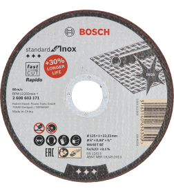 Диск отрезной по нержавеющей стали 125х1.0x22.23 мм Standard BOSCH 2608603171