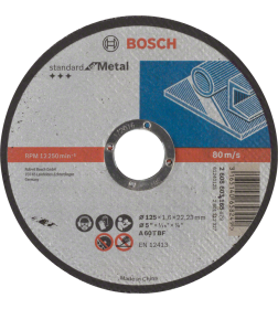 Диск отрезной по металлу 125х1.6x22.23 мм Standard BOSCH 2608603165