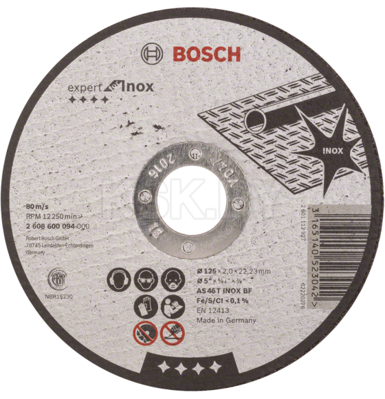 Диск отрезной по нержавеющей стали 125х2.0x22.23 мм Expert BOSCH 2608600094 (2608600094) 