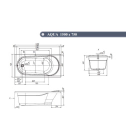 Ванна акриловая 150х75 см Vento Spa Aqua La  (без ног)