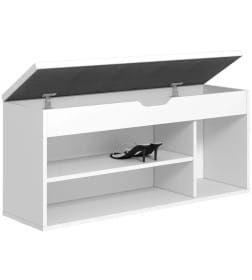 Тумба для обуви "Лаки" Тип 3 Белый/Экокожа Белая Атлант