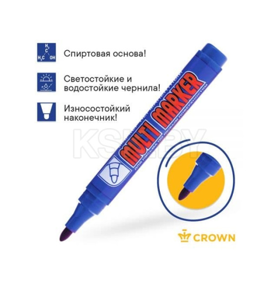 Маркер перманентный фетровый (синий) CROWN MULTI MARKER CPM-800blue (CPM-800blue) 