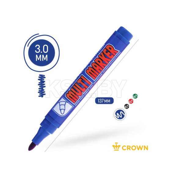 Маркер перманентный фетровый (синий) CROWN MULTI MARKER CPM-800blue (CPM-800blue) 