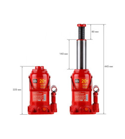 Домкрат гидравлический 20т бутылочный 225-445мм STARTUL AUTO (ST8018-20) (h min 225мм, h max 445мм)