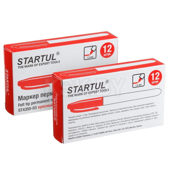 Маркер перманентный фетровый (красный) STARTUL PROFI ST4350-03 (ST4350-03) 