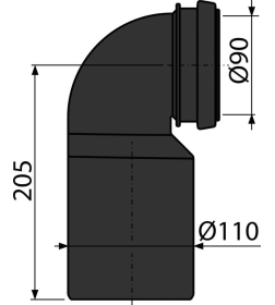 Колено стока, комплект DN90/110 M906 AlcaPlast