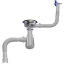 Сифон для кухни 3 1/2"х40 с мет.реш. с прямоуг. переливом с г.т. 40х40/50 B0148-20-MR (B0148-20-MR) 