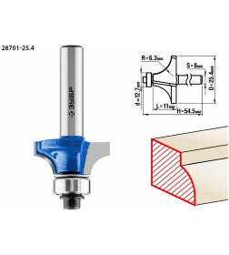 Фреза кромочная калевочная ЗУБР d- 25,4/8/12,7мм. 